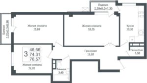 Квартал 5 | Литер 1-7 - Планировка трехкомнатной квартиры (и больше) в ЖК Европа-Сити в Краснодаре