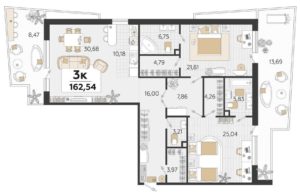 Литер 5-11 - Планировка трехкомнатной квартиры (и больше) в ЖК ЭЛЕГАНТ в Краснодаре