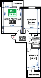 Дом 1 - Планировка трехкомнатной квартиры (и больше) в ЖК Открытие в Краснодаре