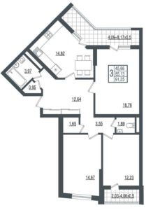 Литер 9 - Планировка трехкомнатной квартиры (и больше) в ЖК СОГРАТ в Краснодаре