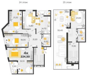 Планировка трехкомнатной квартиры (и больше) в ЖК Сказка Град в Краснодаре