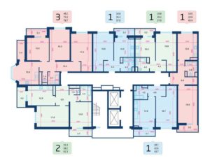 Литер 4.1 - Планировки квартир в ЖК Бауинвест в Краснодаре