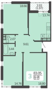 Литер 15 - Планировка трехкомнатной квартиры (и больше) в ЖК Светлоград в Краснодаре