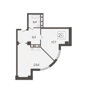 Литер 1 - Планировка однокомнатной квартиры в ЖК The Grand Palace в Краснодаре