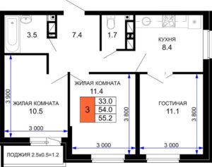 Литер 18; 19; 20; 21; 22; 23; 24; 25 - Планировка трехкомнатной квартиры (и больше) в ЖК Дыхание в Краснодаре