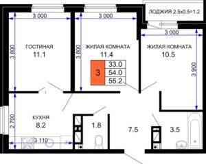 Литер 18; 19; 20; 21; 22; 23; 24; 25 - Планировка трехкомнатной квартиры (и больше) в ЖК Дыхание в Краснодаре