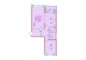 Литер 2.5; 2.8 - Планировка двухкомнатной квартиры в ЖК Sport village в Краснодаре