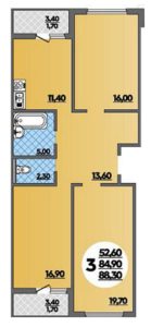 Литер 8.1; 8.2; 8.3 - Планировка трехкомнатной квартиры (и больше) в ЖК Парк у дома в Краснодаре