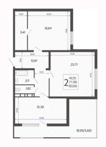 Литер 3 - Планировка двухкомнатной квартиры в ЖК Режиссер в Краснодаре