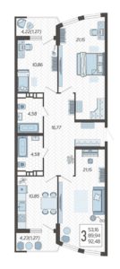 Литер 4 - Планировка трехкомнатной квартиры (и больше) в ЖК Режиссер в Краснодаре