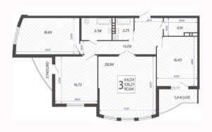 Литер 3 - Планировка трехкомнатной квартиры (и больше) в ЖК Режиссер в Краснодаре