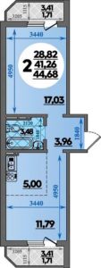 Литер 5 - Планировка двухкомнатной квартиры в ЖК Молодежный 2 в Краснодаре