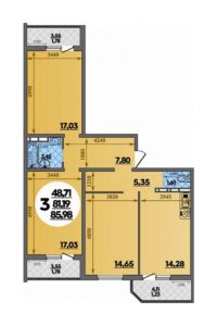 Квартал 6 | Литер 16 - Планировка трехкомнатной квартиры (и больше) в ЖК Восточный в Краснодаре