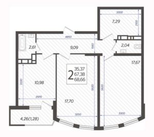 Литер 3 - Планировка двухкомнатной квартиры в ЖК Режиссер в Краснодаре