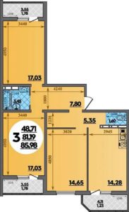 Квартал 6.1 | Литер 12 - Планировка трехкомнатной квартиры (и больше) в ЖК Восточный в Краснодаре