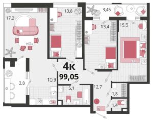 Литеры 11-15 - Планировка трехкомнатной квартиры (и больше) в ЖК Родные Просторы в Краснодаре