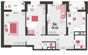 Литеры 11-15 - Планировка трехкомнатной квартиры (и больше) в ЖК Родные Просторы в Краснодаре