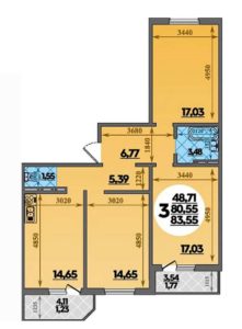 Литер 6 - Планировка трехкомнатной квартиры (и больше) в ЖК Молодежный 2 в Краснодаре